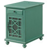 Chairside Table With 1 Drawer And 1 Trellis Door, Green
