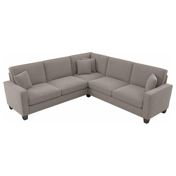 Stockton 98W L Shaped Sectional Couch in Beige Herringbone Fabric