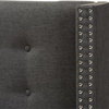 Ginaro Modern Dark Gray Fabric Button-Tufted Nailhead Queen Winged Headboard