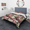Floral Pattern With Peonies Bohemian and Eclectic Duvet Cover, King