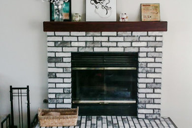 Example of a transitional family room design in Calgary
