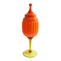 Empoli Orange Apothecary Caged Urn Lidded Jar - Vases