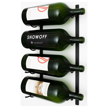 W Series Big Bottle Rack (wall mounted wine rack for large format bottles), Matte Black