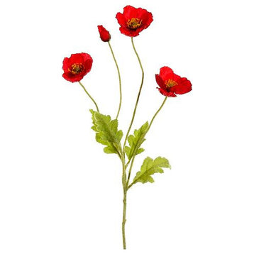 Silk Plants Direct Poppy Spray - Red - Pack of 12