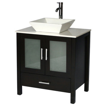 30" Contemporary Style Single Sink Bathroom Vanity Model 2419-ES-S