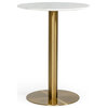 Modrest Fairway Glam White Marble and Brushed Gold Bar Table