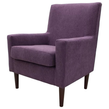 Lightweight Upholstered Chair with Wood Legs & Removable Seat Cushion, Eggplant