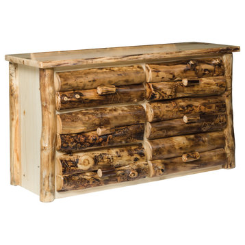 Rustic Aspen Log 6-Drawer Dresser
