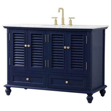 Elegant Decor Rhodes 48" Coastal Solid Wood Single Bathroom Vanity in Blue