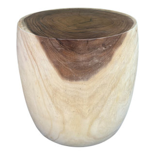 Haussmann Wood Stump Stool or Stand 11-14 in Dia x 18 in H Walnut Oil