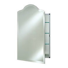 Scallop Top Frameless Medicine Cabinets, 16"x22", Hinge: Left