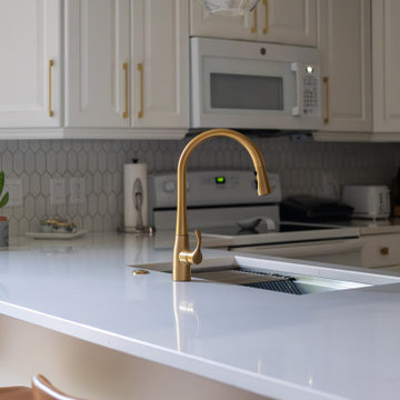 Contemporary White Kitchen Renovation with Custom Built-ins