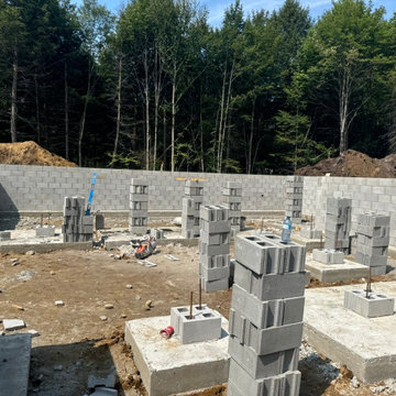 Concrete Block Foundation And Footings With Exterior Waterproofing