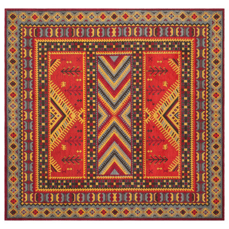 Safavieh Classic Vintage Collection CLV511 Rug, Red/Slate, 6' Square