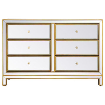 Elegant Decor MF72017G Dresser 6 drawers 48in. W x 18in. Din. x 32in. H in gold