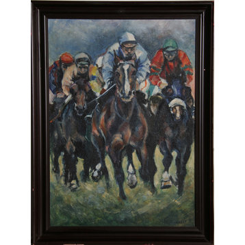 Ivana Jurna Lipska, Horse Race, Oil Painting