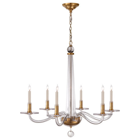 Robinson Medium Chandelier in Antique-Burnished Brass and Clear Glass