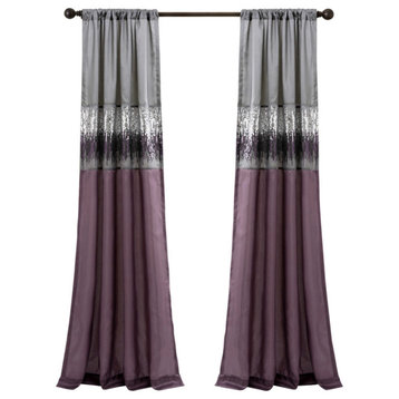 Night Sky Window Curtain Panel Purple/Grey Single 42X95