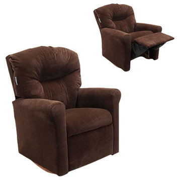Contemporary Chocolate Micro Suede Rocker Recliner Chair