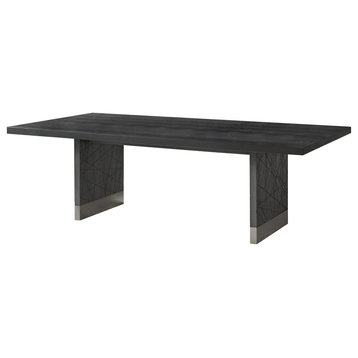 Modrest Kenda Modern Black Ash + Stainless Steel Dining Table