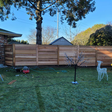 Horizontal Wood Fence in Delta British Columbia