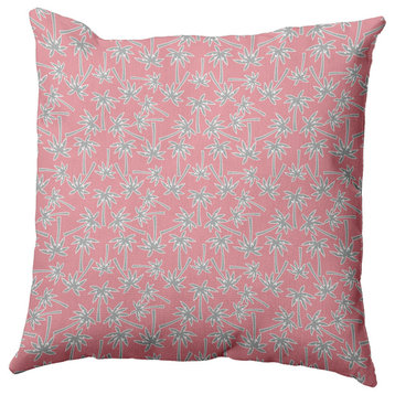 Palm Tree Pattern Decorative Throw Pillow, Pink Icing, 26"x 26"
