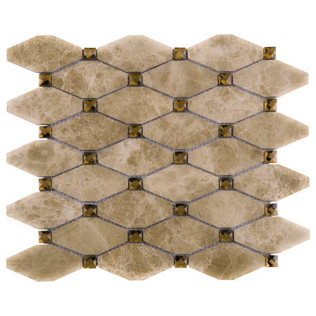 11.75"x11.75" Lora Stone Mosaic Tile Sheet, Light Emperador