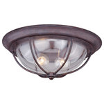 Vaxcel - Vaxcel T0220 Dockside - Two Light Outdoor Flush Mount - Whether literally at the dock or simply dreaming oDockside Two Light O Weathered Patina Cle *UL Approved: YES Energy Star Qualified: n/a ADA Certified: n/a  *Number of Lights: Lamp: 2-*Wattage:60w Medium Base bulb(s) *Bulb Included:No *Bulb Type:Medium Base *Finish Type:Weathered Patina