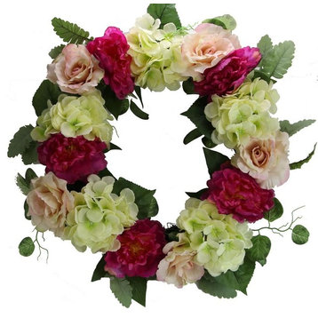 Artificial 24" Peony , rose and Hydreangea wreath