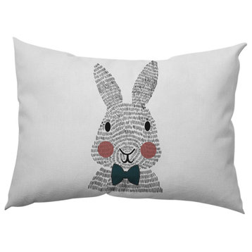 Bow-tie Bunny Easter Decorative Lumbar Pillow, Ocean Abyss Green, 14x20"