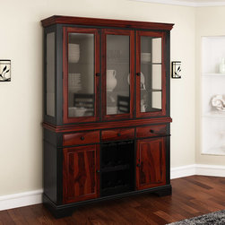 Illinois Modern Two Tone Solid Wood Glass Door Dining China Cabinet - China Cabinets And Hutches