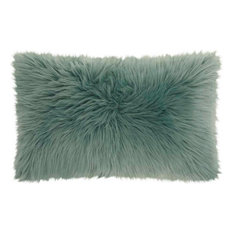 Mina Victory Fur Remen Faux Fur Pillow, Celadon, 14"x24"
