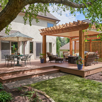 Backyard Entertaining Space with Cedar Pergola