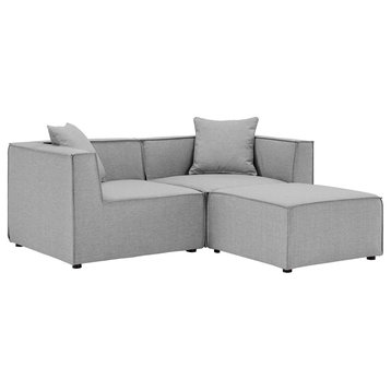 Saybrook Outdoor Patio Upholstered Loveseat and Ottoman Set, Gray