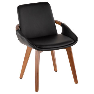 Lumisource Cosmo Chair, Walnut and Black PU Leather