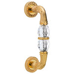 Mestre - Charles Door Pull Handle On Rosettes 9.5" With Swarovski Crystals. One piece - Enhance your home's elegance with our Door Luxury Pull Handle featuring stunning clear Swarovski crystals.