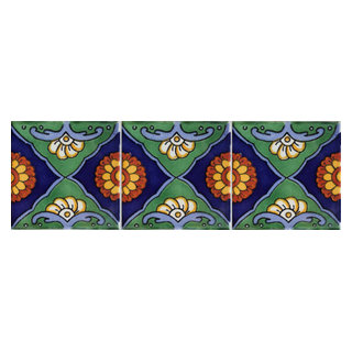 2.75x2.75 Seville Talavera Mexican Tile, Set Of 16 Pcs