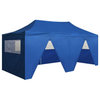 vidaXL Party Tent Outdoor Canopy Folding Gazebo with 4 Sidewalls Steel Blue