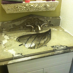 The Hackberry Leaf Sink - Concrete - Vanity Tops And Side Splashes