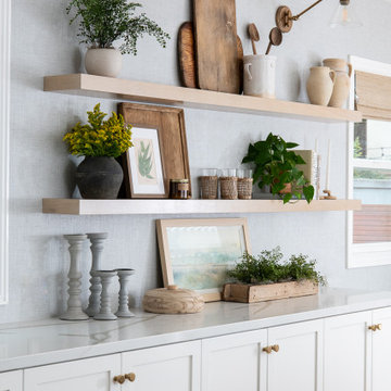 Newly installed side wall of cabinets