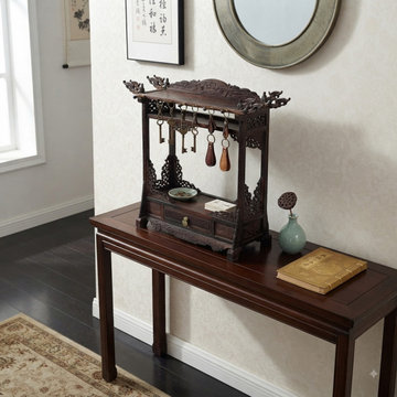 Oriental Rosewood Delicate Dragon Floral Motif Display Rack GB718