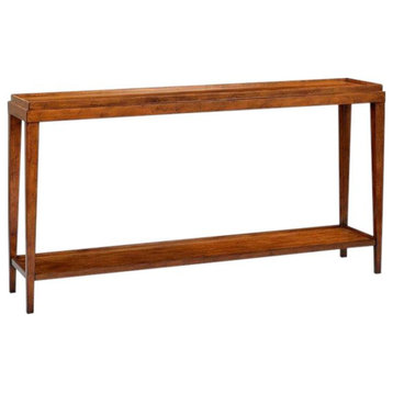 Console Table Narrow Lipped Top Hand-Rubbed Distressed Rustic Acacia