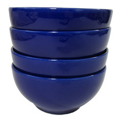 Le Souk Ceramique - Stoneware Soup/Cereal Bowls, Set of 4, Blue - Dining Bowls