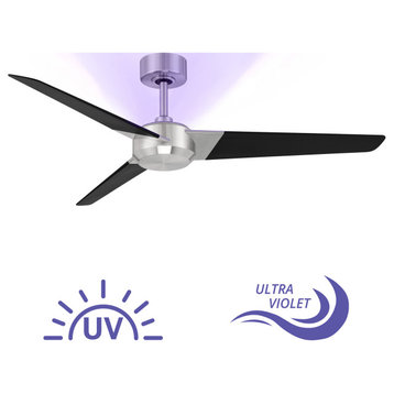 Ultra 3-Blade UV-C Radiating Smart Ceiling Fan, Brushed Nickel/Matte Black