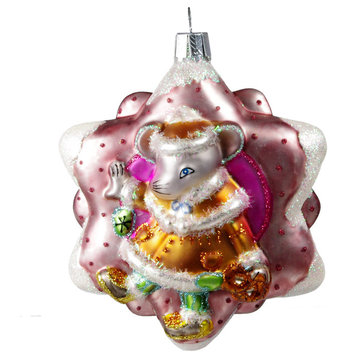 inchMouse With A Cookieinch Glass Christmas Ornament