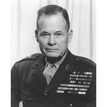 Digitally Restored Vector Portrait Of General Lewis Chesty Puller. Print