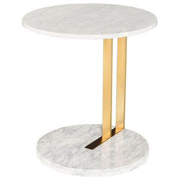 Nirvan White Marble Side Table
