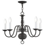 LIVEX LIGHTING - LIVEX LIGHTING 5005-07 Williamsburgh 5-Light Chandelier, Bronze - LIVEX LIGHTING 5005-07 Williamsburgh 5-Light Chandelier, BronzeSimple, yet refined, the traditional, colonial chandelier is a perennial favorite. Part of the Williamsburgh series, this handsome chandelier is a timeless beauty.Style: TraditionalCollection: WilliamsburghFinish: BronzeMaterial: SteelDimension: 18"(H) x 24"(Dia)Chain Length: 3'Wire Length: 8'Canopy Size: 5" DBulb: (5)60W Candelabra Base (Not Included)Suitable for Dry Locations: YesSuitable for Damp Locations: YesSuitable for Wet Locations: No