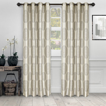 Jacquard Floral Textured Window Curtain Panel, Grey, 52"x96"