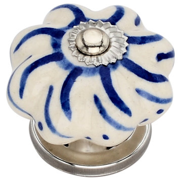 Ceramic Knob, 1-1/2'' Decorative Hardware Blue Drawer Cabinet Knobs 10-pcs